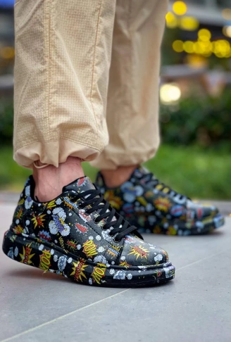 KB-X500  Kuback Siyah Boom  Bağcıklı  Günlük Erkek  Ayakkabı