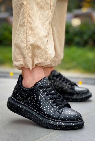 KB-X500  Kuback Siyah Gold  Bağcıklı  Günlük Erkek  Ayakkabı