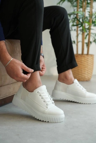 KB-X516 Kuback Beyaz Cilt Günlük Erkek Ayakkabı