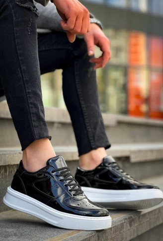 KB-X8 Kuback Siyah Rugan Detaylı Beyaz Yüksek Taban Günlük Spor Ayakkabı