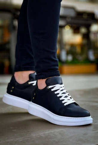 KB047  Kuback Siyah Cilt Günlük Erkek  Ayakkabı