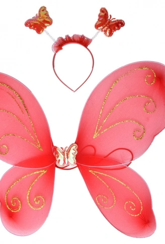 Kelebek Kanadı Tacı Asası Kırmızı Renk (4940)