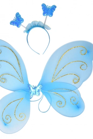 Kelebek Kanadı Tacı Asası Mavi Renk (4940)