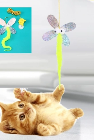 Kelebek Model Elastik Kendinden Yapışkanlı Kedi Oyun Oltası (4940)