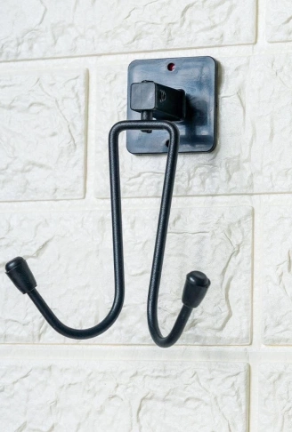 Kendiliğinden Yapışkanlı Siyah Paslanmaz Metal Bornoz ve Havlu Askılığı (4940)