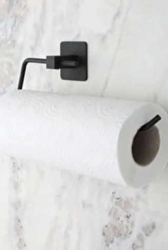 Kendiliğinden Yapışkanlı Siyah Paslanmaz Metal Rulo Havluluk Aparat (4940)