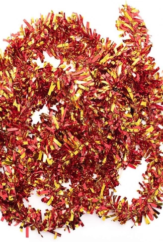 Kırmızı Altın Renk 4 cm Genişlik Garland Çift Renk Sim Süs 180 cm (4940)