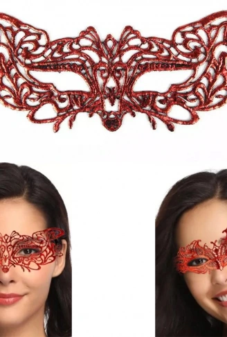 Kırmızı Dantel Masquerade Maskesi 9 No (4940)