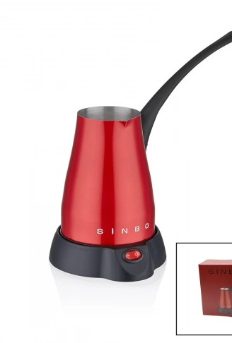 KIRMIZI ELEKTİRKLİ CEZVE TÜRK KAHVE MAKİNESİ 5 FİNCAN - 400ML HAZNE PASLANMAZ ÇELİK 360 DERECE DÖNEBİLME SCM-2960 (4940)