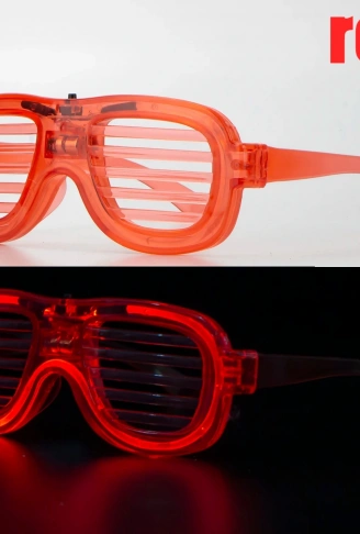 Kırmızı Led Işıklı Parti Gözlüğü - Neon Glow Şerit Gözlük 3 Modlu (4940)