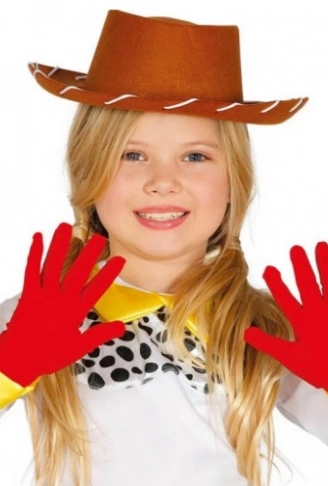 Kırmızı Renk Çocuk Boy Likralı Pandomim Eldiveni (4940)