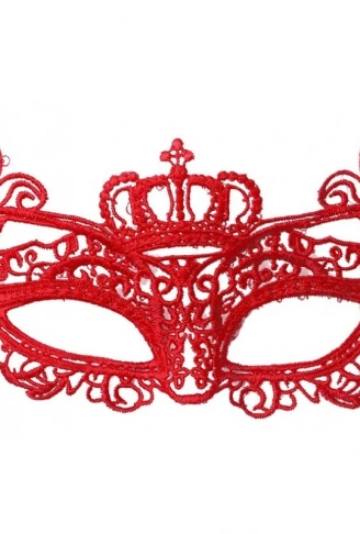 Kırmızı Renk Dantel Örgü İşlemeli Parti Maskesi Model 2 (4940)