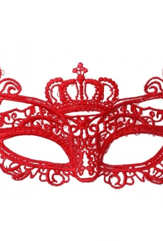 Kırmızı Renk Dantel Örgü İşlemeli Parti Maskesi Model 2 (4940)