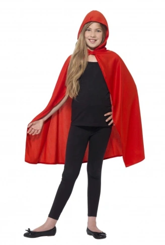 Kırmızı Renk Kapşonlu Kumaş Pelerin 90 cm (4940)