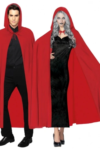 Kırmızı Renk Kapşonlu Pelerin 120 cm (4940)