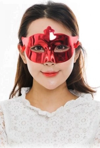 Kırmızı Renk Kostüm Partisi Ekstra Parlak Balo Maskesi 15x10 cm (4940)