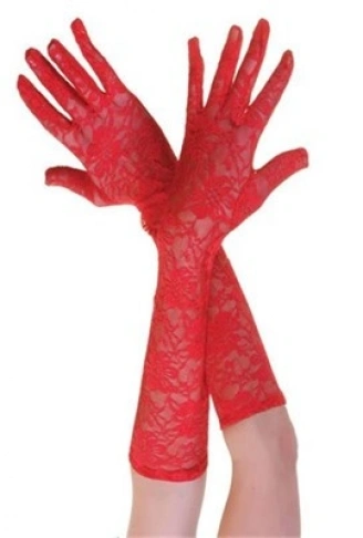 Kırmızı Renk Orta Boy Dantelli Eldiven (4940)