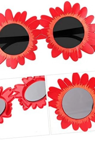 Kırmızı Renk Papatya Şekilli Parti Gözlüğü 18x10 cm (4940)