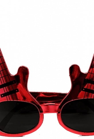 Kırmızı Renk Rockn Roll Gitar Şekilli Parti Gözlüğü 15x15 cm (4940)