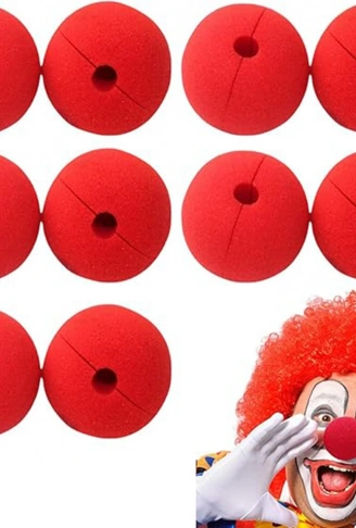 Kırmızı Renk Sünger Palyaço Burnu Takma Burun 10 Adet (4940)