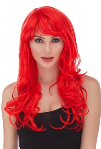 Kırmızı Renk Uzun Dalgalı Parti Peruğu (4940)