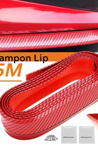 Kırmızı Renkli 2,5 Metre Araba Oto Ön Tampon Koruyucu Kauçuk Pratik Tampon Şerit Bant Döşeme Kiti (4940)