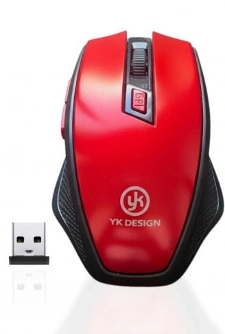 Kırmızı Renkli Baş Parmak Destekli Ergonomik Sessiz Kablosuz Mouse – USB Alıcılı, Ofis ve Oyun İçin Konforlu Bilgisayar Faresi MS6300 (4940)
