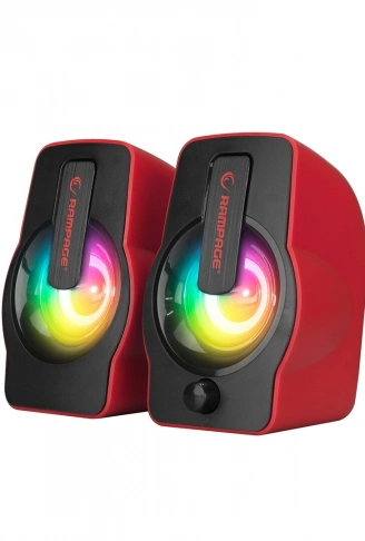 KIRMIZI - RGB IŞIKLI 1+1 HOPARLÖR SPEAKAER SET USB KABLO 2.0 MULTİMEDYA - 6W (4940)