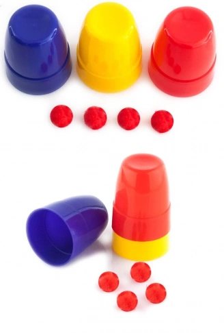 Kırmızı Top Kaybeden Renkli Kupalar Sihir Oyunu Sihir Malzemesi (4940)