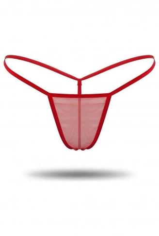 Kırmızı Transparan Tül String Tanga TM1115