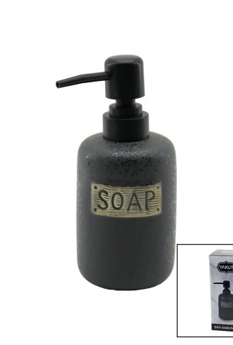 KISA ANTRASİT GRİ - MAT DESEN SERAMİK SIVI SABUNLUK (4940)