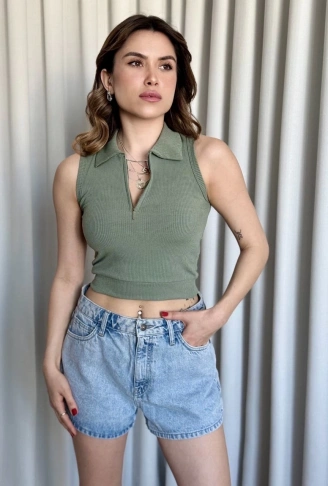 Kısa fermuarlı crop