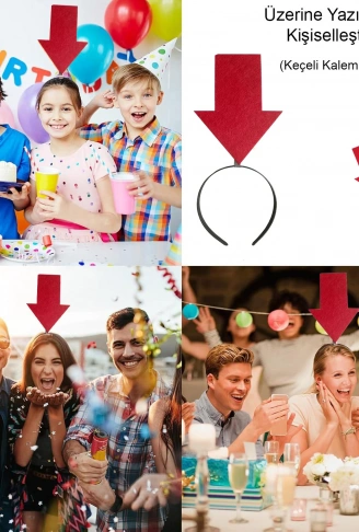 Kişiselleştirilebilir Ok Taç – Üzerine Yazı Yazılabilen Parti Tacı Kırmızı Renk (4940)