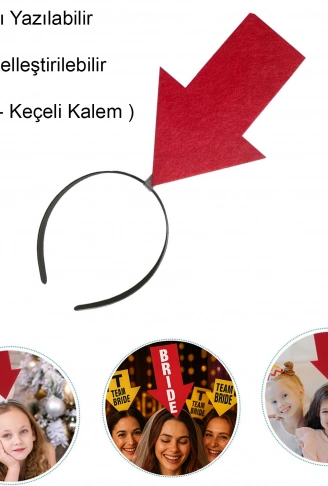 Kişiselleştirilebilir Ok Taç – Üzerine Yazı Yazılabilen Parti Tacı Kırmızı Renk (4940)