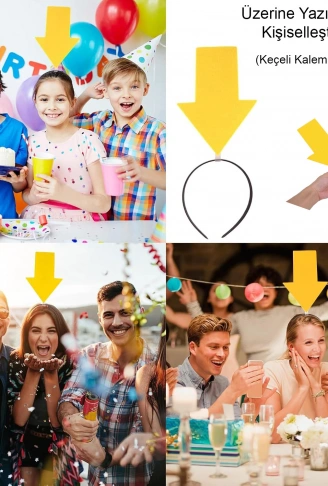 Kişiselleştirilebilir Ok Taç – Üzerine Yazı Yazılabilen Parti Tacı Sarı Renk (4940)