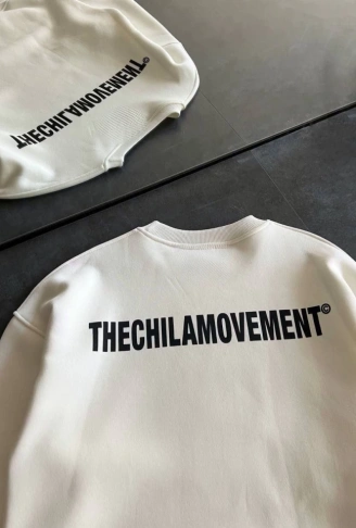 Kışlık Bisiklet Yaka Oversize Baskılı SweatShirt - Beyaz