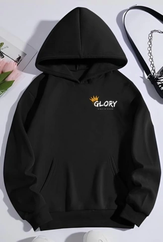 Kışlık Üç İplik Kapşonlu SweatShirt - Siyah