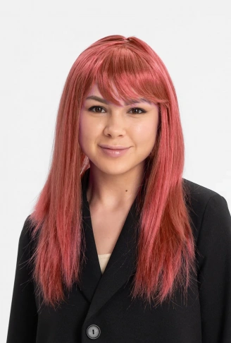 Kızıl Renk Düz Kesim Uzun Parti Peruğu Takma Saç (4940)