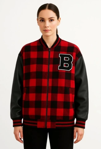 Kolları Suni Deri Içi Astarlı Oduncu Kolej Içi Ceket - Bordo