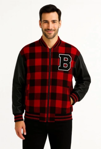 Kolları Suni Deri Içi Astarlı Oduncu Kolej Içi Ceket - Bordo