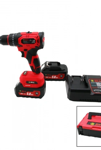 KÖMÜRSÜZ 36V - DARBELİ KIRMIZI ŞARJLI - YEDEK BATARYA - 5.0Ah PROF.MATKAP SETİ ÇANTALI F-136 (4940)