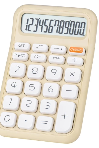 KREM RENK BEYAZ TUŞ 12 HANELİ HESAP MAKİNESİ (4940)