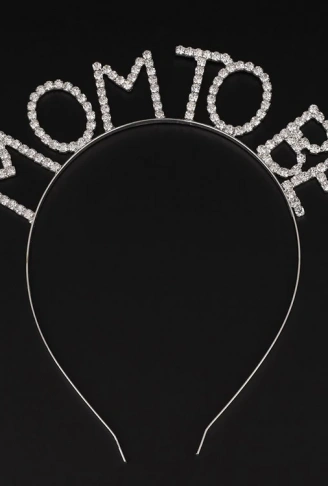 Kristal Taşlı Gümüş Renk Mom to Be Tacı Anne Tacı (4940)