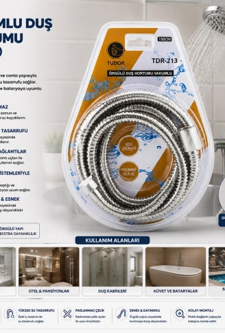 KROM - ÖRGÜLÜ VAKUMLU DUŞ HORTUMU 150CM VAKUMLU AMBALAJ (4940)