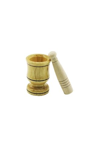 KÜÇÜK BOY  AHŞAP HAVAN SARIMSAK DÖVECEK Ç: 6CM--D: 4CM--Y: 8.8CM FİLELİ AMBALAJ (4940)