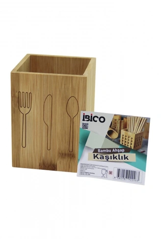 KÜÇÜK  KARE=9X9CM  AHŞAP BAMBU KAŞIKLIK ORGANİZER (4940)