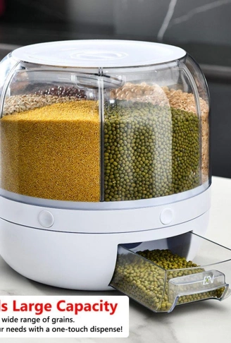 Kuru Gıda Ve Bakliyat Organizeri 360° Dönebilen 6 Bölmeli Ayrıştırıcılı Hava Geçirmez (4940)