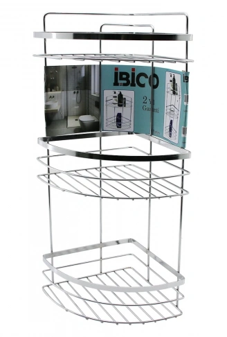 LAMALI   3 KATLI - ÜÇGEN   KROM   METAL  BANYO KÖŞELİK - DUŞKABİN RAF (4940)