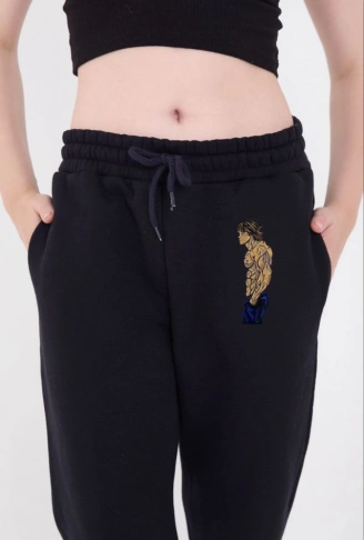 Lastikli Üç İplik Baskılı Eşofman Pantolon - Lacivert