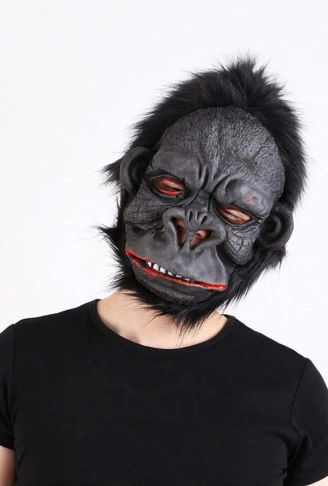 Lateks Goril Maskesi Maymun Maskesi Et Maskesi Orangutan Siyah Saçlı 1 No